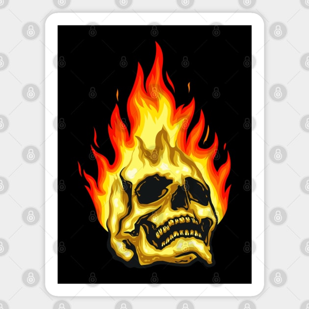 Skull Fire Flame Magnet by Mako Design 